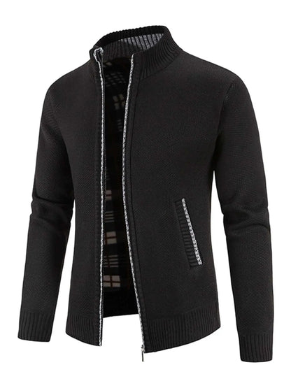 Men'S Winter Jacket Pocket Zipper Mock Neck Heated Jacket, Streetwear Classic Slim Long Sleeve Thermal Outerwear for Fall & Winter, Cold Weather Gear