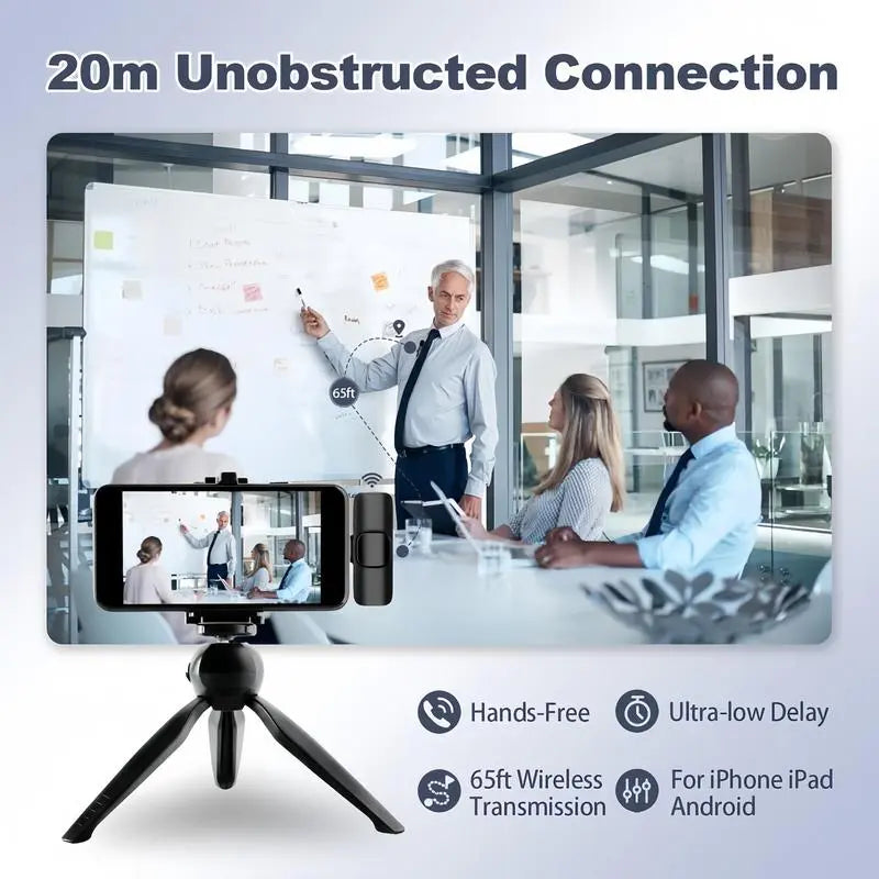 USB Rechargeable Professional Wireless Lapel Microphone, Plug-Play for Video Recording, Teaching, Interviews, Podcast, Mini Microfono, Perfect Gift for Mums