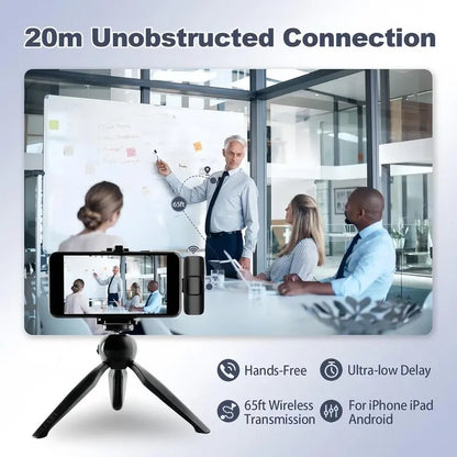 USB Rechargeable Professional Wireless Lapel Microphone, Plug-Play for Video Recording, Teaching, Interviews, Podcast, Mini Microfono, Perfect Gift for Mums