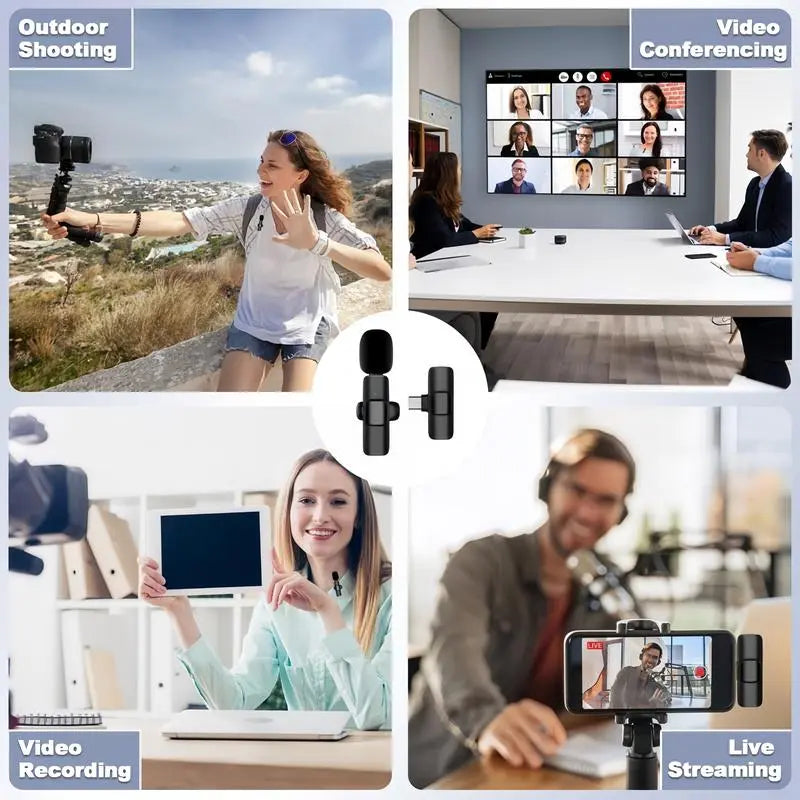 USB Rechargeable Professional Wireless Lapel Microphone, Plug-Play for Video Recording, Teaching, Interviews, Podcast, Mini Microfono, Perfect Gift for Mums