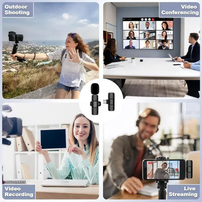 USB Rechargeable Professional Wireless Lapel Microphone, Plug-Play for Video Recording, Teaching, Interviews, Podcast, Mini Microfono, Perfect Gift for Mums