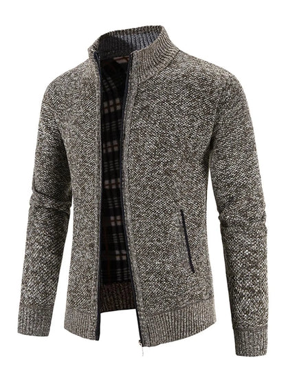 Men'S Winter Jacket Pocket Zipper Mock Neck Heated Jacket, Streetwear Classic Slim Long Sleeve Thermal Outerwear for Fall & Winter, Cold Weather Gear