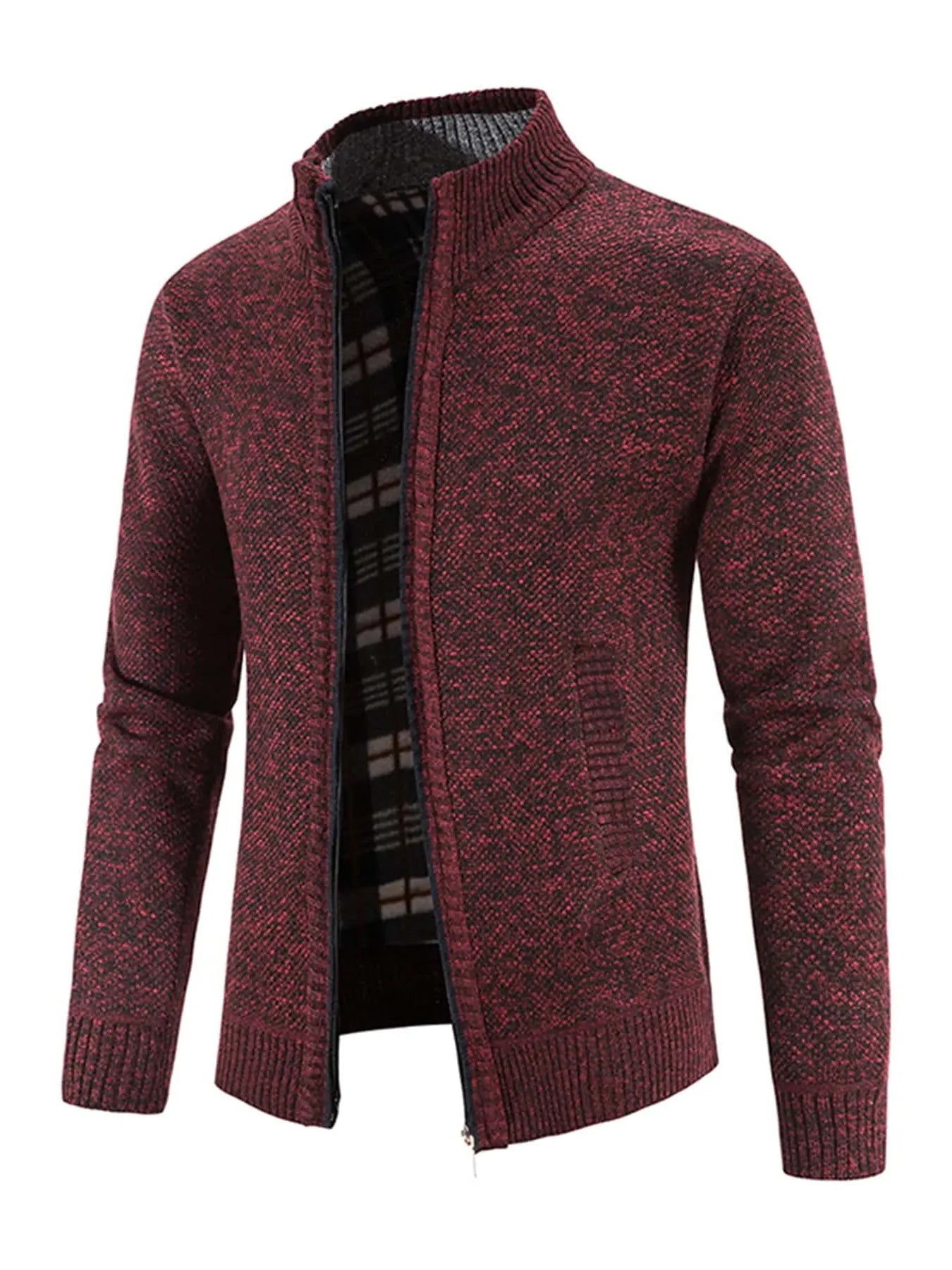 Men'S Winter Jacket Pocket Zipper Mock Neck Heated Jacket, Streetwear Classic Slim Long Sleeve Thermal Outerwear for Fall & Winter, Cold Weather Gear