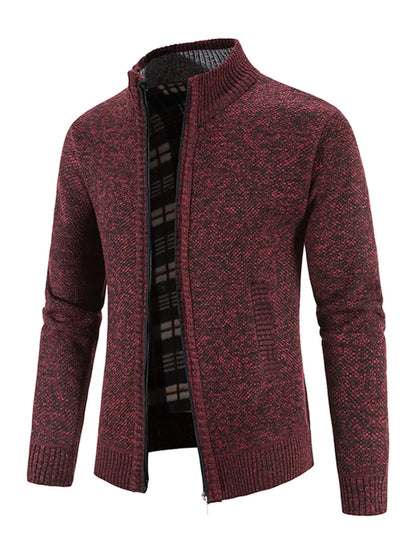 Men'S Winter Jacket Pocket Zipper Mock Neck Heated Jacket, Streetwear Classic Slim Long Sleeve Thermal Outerwear for Fall & Winter, Cold Weather Gear